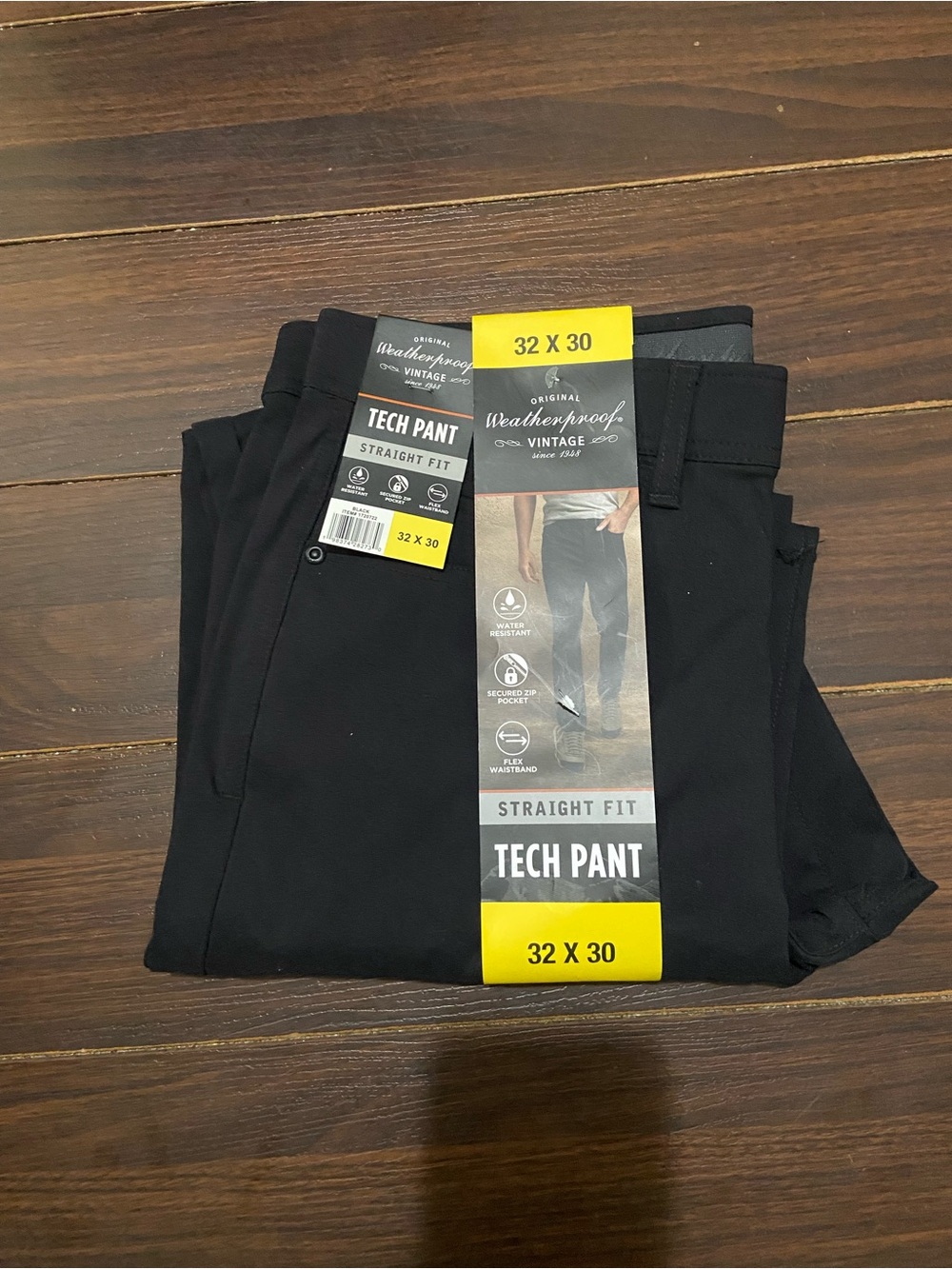 Weatherproof Vintage Men's Tech Pant Straight Fit Black Size 32x30